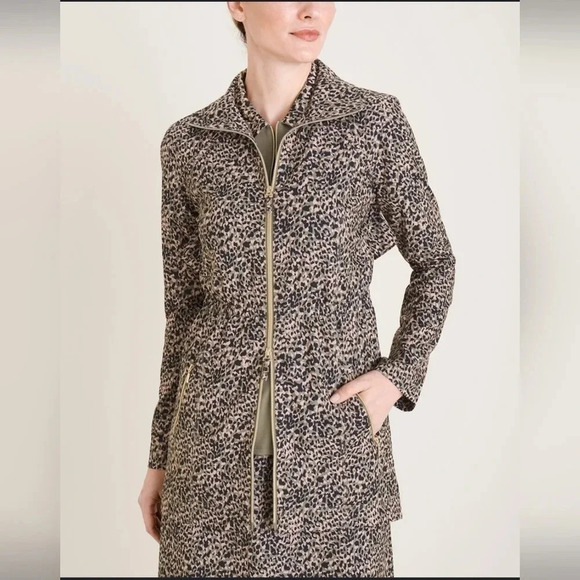 Chico's Animal Print Anorak Zip-Up Jacket Size 3 US 16/18 - Picture 1 of 8